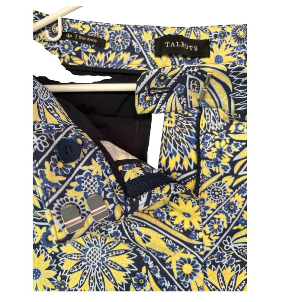 Talbots Navy and Yellow Floral Print Skirt Panel - Picture 6 of 8